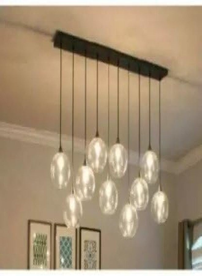 Kinis Clear Doom 10 Lights for Living Room Chandelier Hanging Lamp for Dining Room Bedroom Restaurant Bar (with Bulb) - Image 2